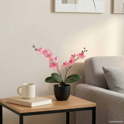 vidaXL Umelá rastlina orchidea Ružová 36 x 10 x 30 cm