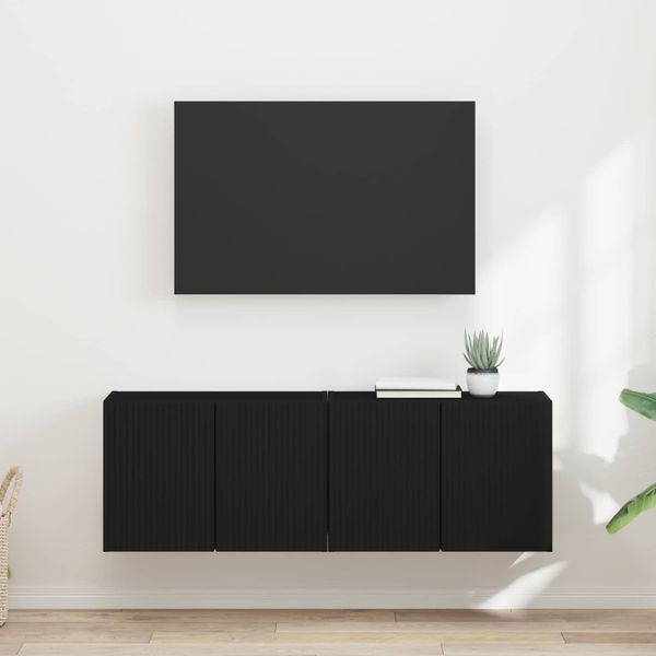 vidaXL TV nástenná skriňa Nástenný 2 pcs Čierna 59,5 x 31 x 40 cm