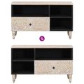 vidaXL TV skrinka Biela 80 x 33,5 x 46 cm Masívne mango drevo