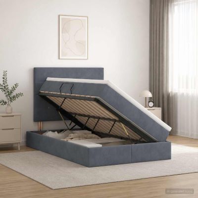vidaXL Postel s úložným prostorem a matrací Tmavosivá 120 x 200 cm
