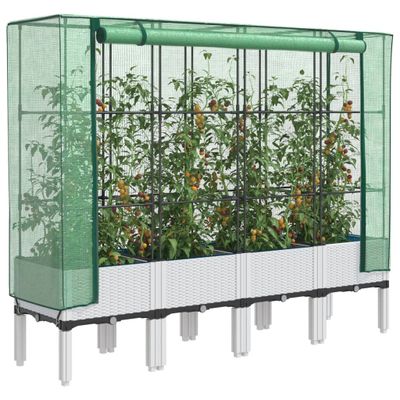 vidaXL Záhon s krytom na skleník ratanový vzhľad 160x40x140 cm