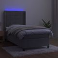 vidaXL Posteľ boxsping s matracom a LED bledosivá 80x200 cm zamat