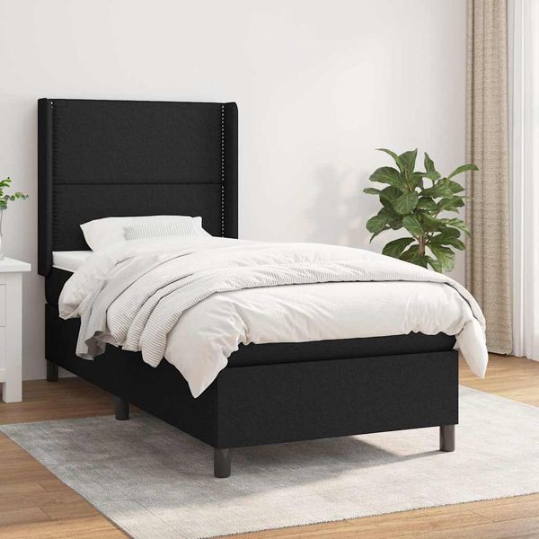 vidaXL Boxspring posteľ s matracom čierna 100x200 cm látka