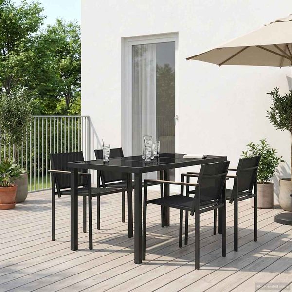 vidaXL Záhradný nábytok 5 pcs Čierna a antracit 140 x 70 x 73 cm