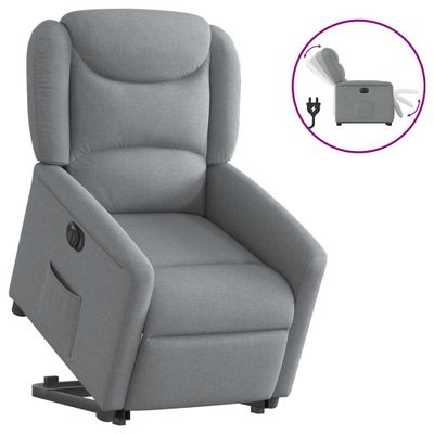 vidaXL Elektrické zdvíhacie sklápacie kreslo bledosivé látka
