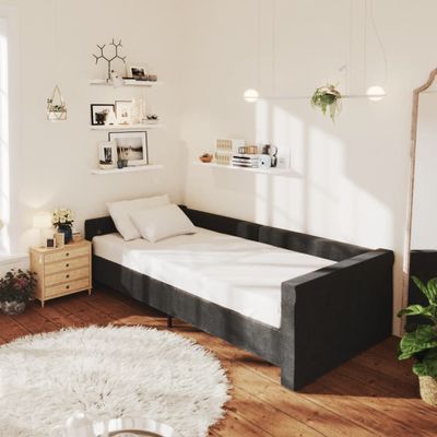 vidaXL Pohovka s USB čierna látková 90x200 cm