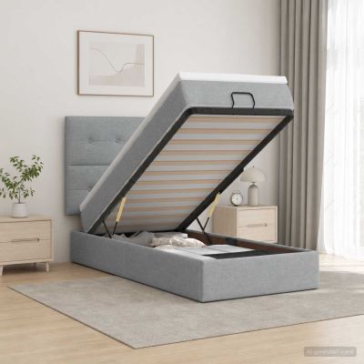 vidaXL Ottoman posteľ s matracom a LED Svetlosivá 80 x 200 cm Látka