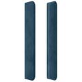 vidaXL Čelo postele s LED tmavomodré 183x16x118/128 cm zamat