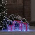 vidaXL Darčeková Škatľa 3 ks 60 LED Modrá 20 x 20 x 20 cm Akryl