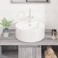vidaXL Umývadlo biele 40x14,5 cm keramické okrúhle