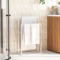 vidaXL Voľne stojaci stojan na uteráky biely 48x24x78,5 cm železo