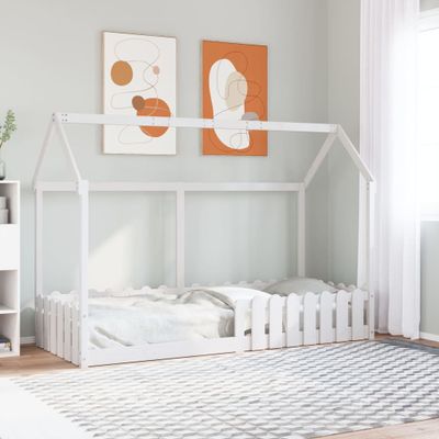 vidaXL Rám detskej postele domček biely 80x200 cm masívna borovica