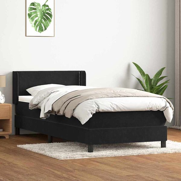 vidaXL Box Spring Posteľ s matracom Čierna 100x210 cm Zamat