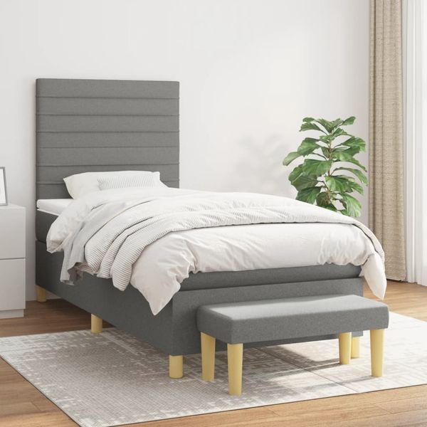 vidaXL Boxspring posteľ s matracom tmavosivá 90x190 cm látka
