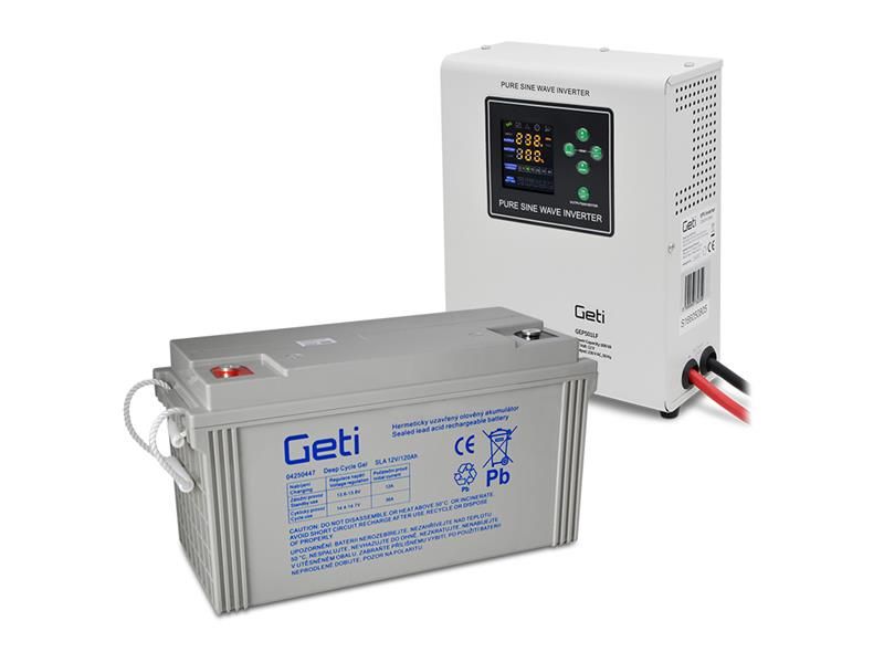 Záložný zdroj GETI GEP501LF sínusový 500W nástenný + batéria 120Ah