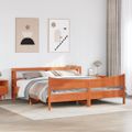 vidaXL Posteľný rám s čelom voskovo hnedý 200x200 cm borovicový masív