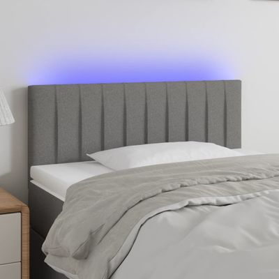 vidaXL Čelo postele s LED tmavosivé 100x5x78/88 cm látka