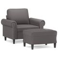 VidaXL Kreslo s podnožkou sivé 60 cm umelá koža