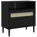 vidaXL Komoda SENJA, ratanový vzhľad, čierna 80x40x80 cm, borovica