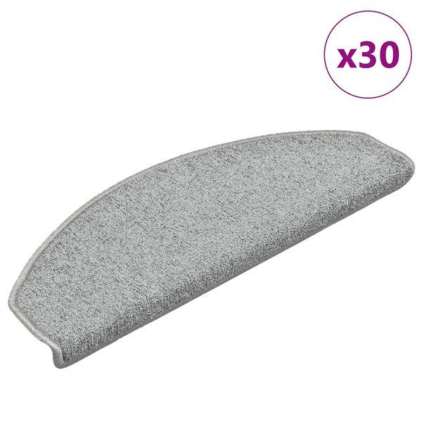 vidaXL Schodové rohože 30 ks 65x24x4 cm svetlosivé polkruhové veľké