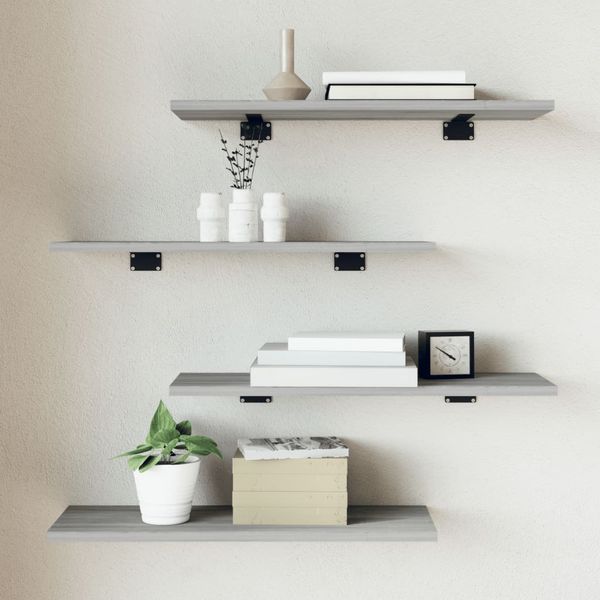vidaXL Nástenné police 4 ks sivé sonoma 60x20x1,5 cm kompozitné drevo