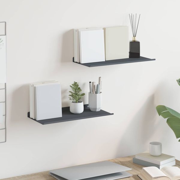 vidaXL Závesná polica Nástenný 2 pcs Antracit 40 x 18 x 2,5 cm Oceľ