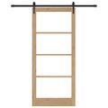 vidaXL Posuvné dvere 93 x 211 cm Masívne borovicové drevo a sklo