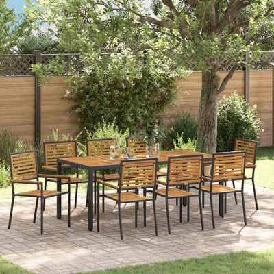 vidaXL Záhradný jedálenský set 9 ks Čierna a Hnedá polyratan