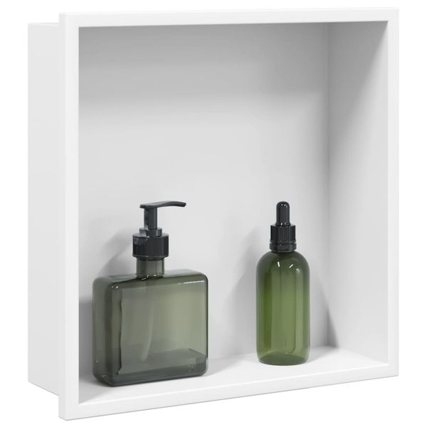 vidaXL Výklenok do sprchy matná biela 32x32x9 cm nerezová oceľ