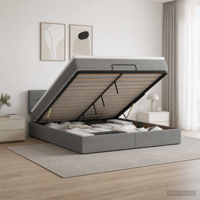 vidaXL Ottoman posteľ s matracom a LED Tmavosivá 160 x 200 cm Látka