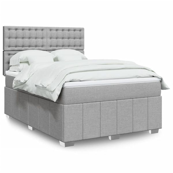 vidaXL Boxspring posteľ s matracom bledosivý 140x190 cm látka