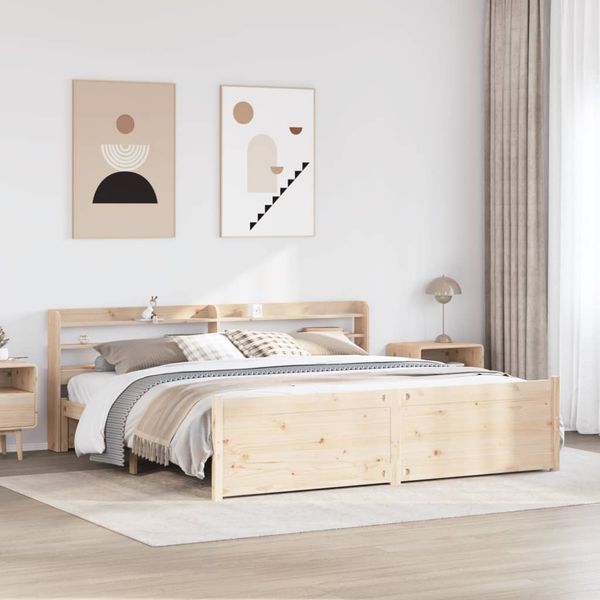 vidaXL Posteľný rám s čelom 200x200 cm masívna borovica