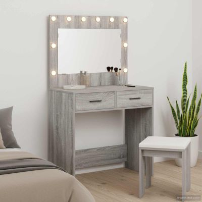 vidaXL Toaletný stolík Sivý Sonoma 78,5 x 41 x 135 cm Kompozitné drevo