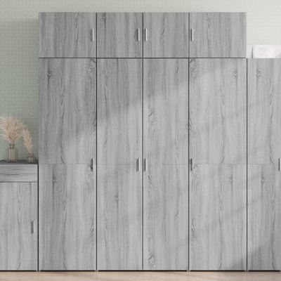vidaXL Vysoká skrinka sivá sonoma 80x42,5x185 cm kompozitné drevo