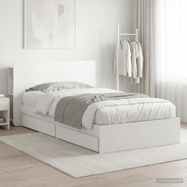 vidaXL Rám postele so skladom Biela 75 x 190 cm Kompozitné drevo