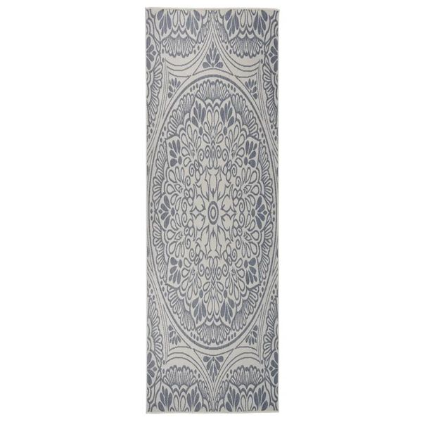 vidaXL Vonkajší koberec s plochým tkaním 80x250 cm modrý vzorovaný