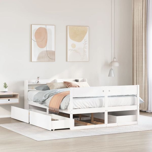 vidaXL Posteľ bez matraca biely 150x200 cm masívna borovica