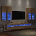 vidaXL 7-dielna súprava TV nástenných skriniek s LED dub sonoma