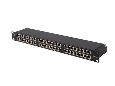 Patch panel 48 portov 1U 19'' CAT.6A ftp tienený čierny lanberg