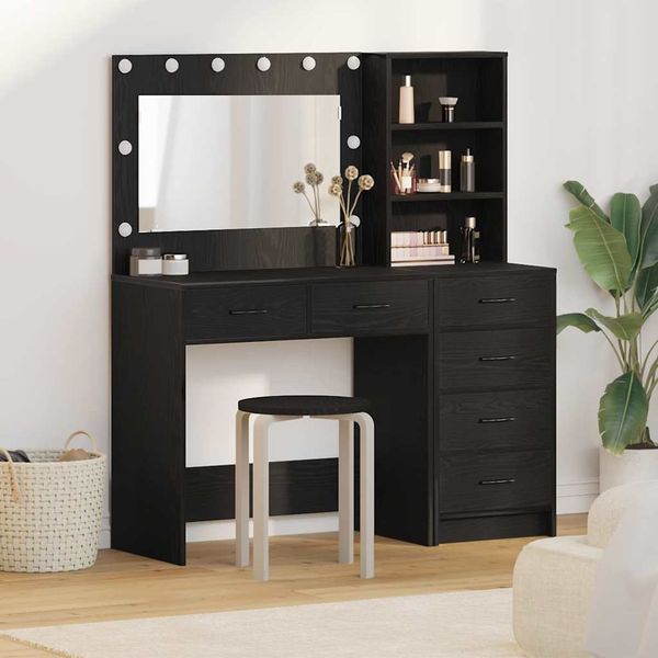 vidaXL Toaletný stolík Čierna 78.5 x 41 x 135 cm Kompozitné drevo