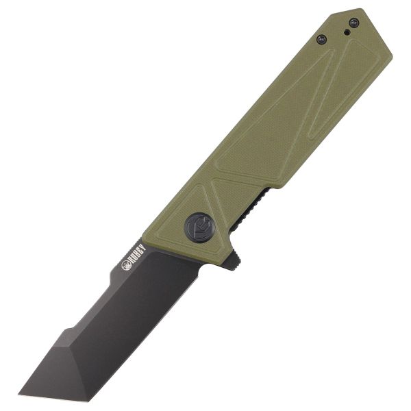 Kubey KU104F Avenger vreckový nôž 7,8 cm, Blackwash, zelená, G10