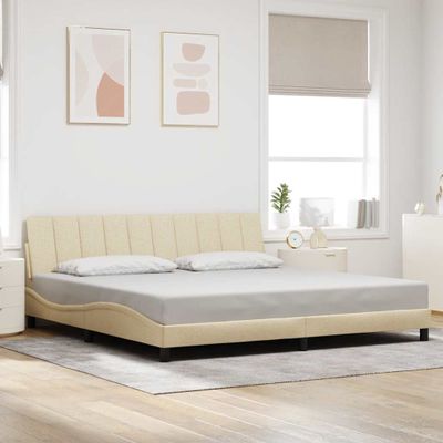 vidaXL Rám postele bez matraca Hanko krémová 200x200 cm látka