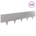 vidaXL Obrubník trávnika 10 ks 100 x 25 cm Oceľ Strieborná