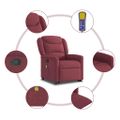 vidaXL Zdvíhacie a sklápacie masážne kreslo vínovo-červené látka