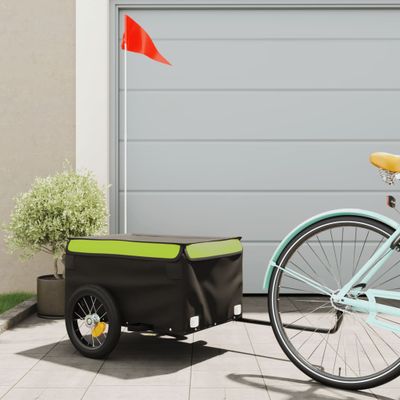 vidaXL Vozík za bicykel, čierno zelený 30 kg, železo