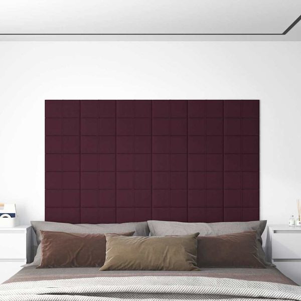 vidaXL Nástenné panely 12 ks fialové 30x15 cm látkové 0,54 m²
