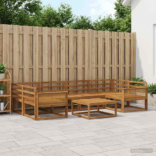 vidaXL Záhradná súprava gaučov 7 pcs Prírodná Pevné akáciové drevo