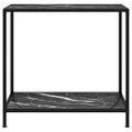 vidaXL Konzolový stolík, čierny 80x35x75 cm, tvrdené sklo