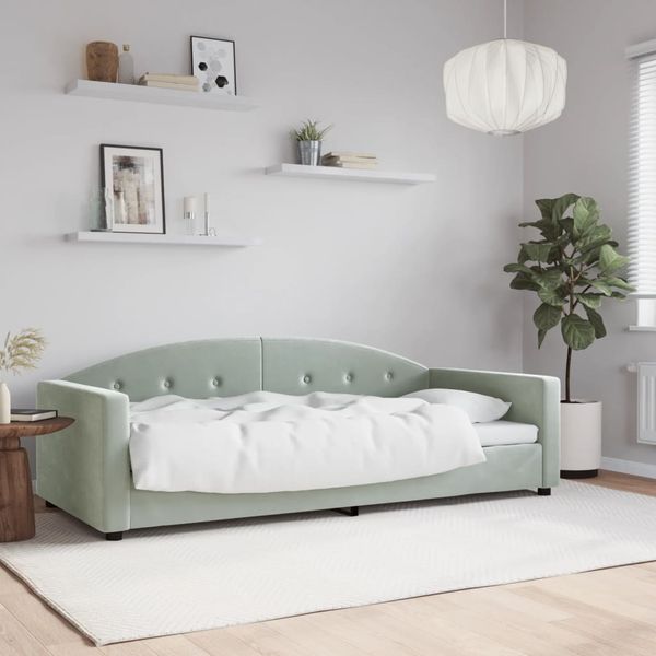 vidaXL Denná posteľ bledosivá 90x200 cm zamat