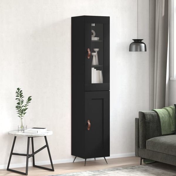 vidaXL Vysoká skrinka čierna 34,5x34x180 cm spracované drevo